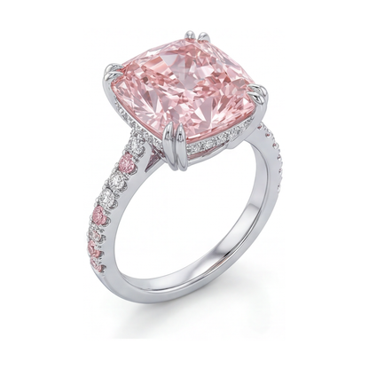 Pink Diamond Anniversary Ring 4.4 Carat Cushion