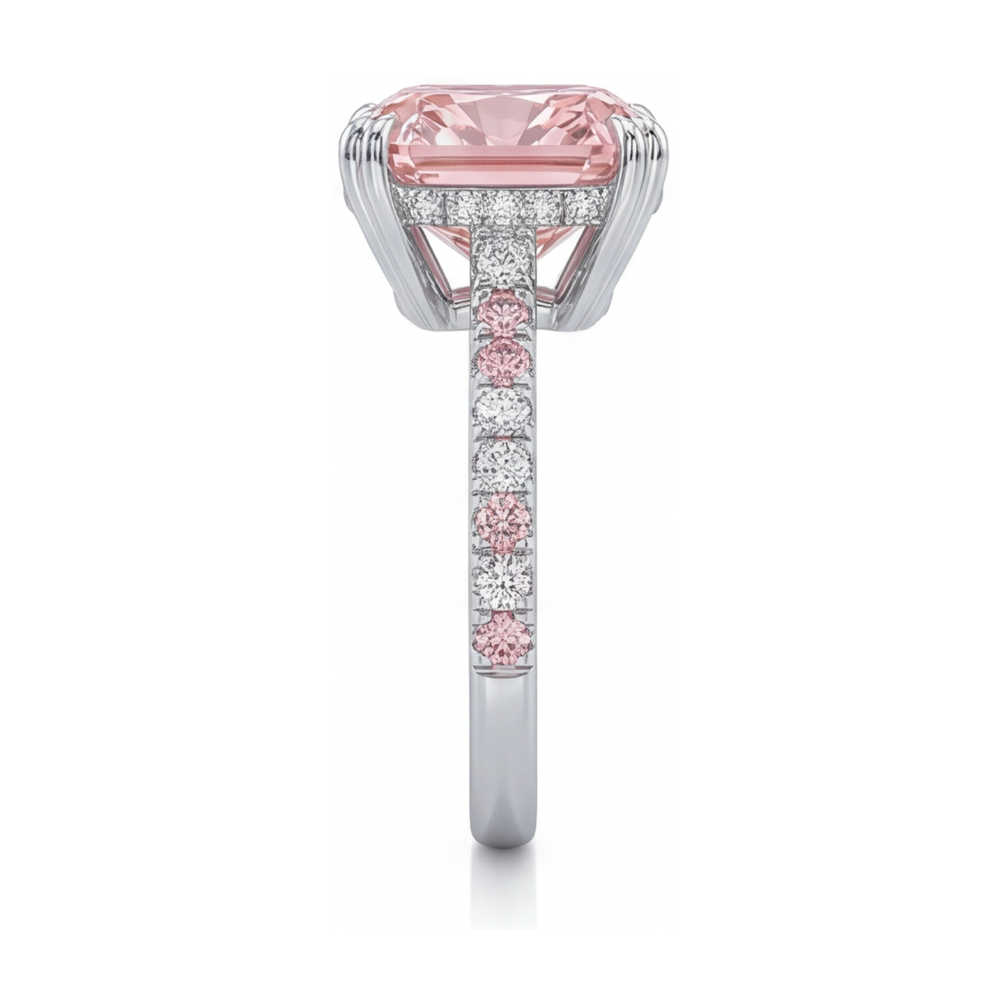 Pink Diamond Anniversary Ring 4.4 Carat Cushion