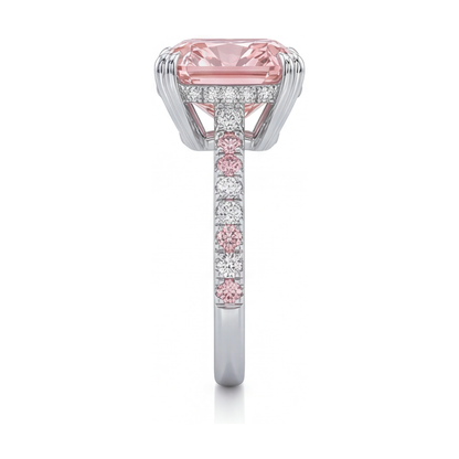 Pink Diamond Anniversary Ring 4.4 Carat Cushion