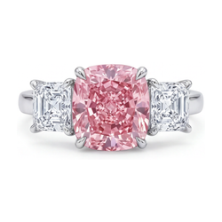Pink Diamond Anniversary Ring 4.5 Carat Cushion
