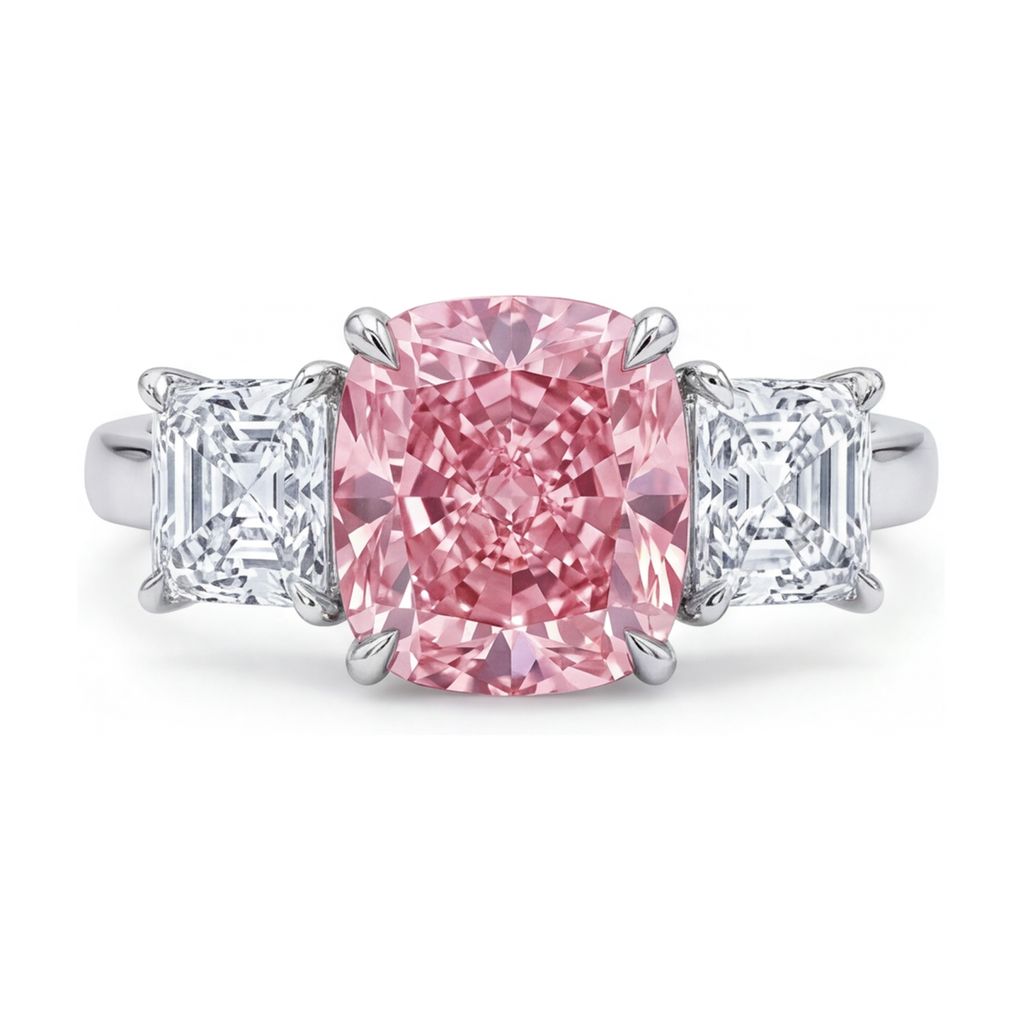 Pink Diamond Anniversary Ring 4.5 Carat Cushion