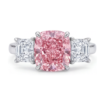 Pink Diamond Anniversary Ring 4.5 Carat Cushion