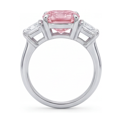 Pink Diamond Anniversary Ring 4.5 Carat Cushion