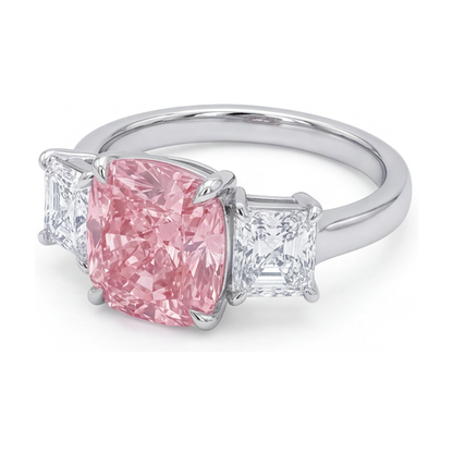 Pink Diamond Anniversary Ring 4.5 Carat Cushion