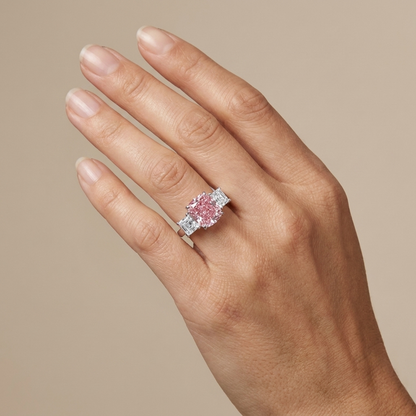 Pink Diamond Anniversary Ring 4.5 Carat Cushion