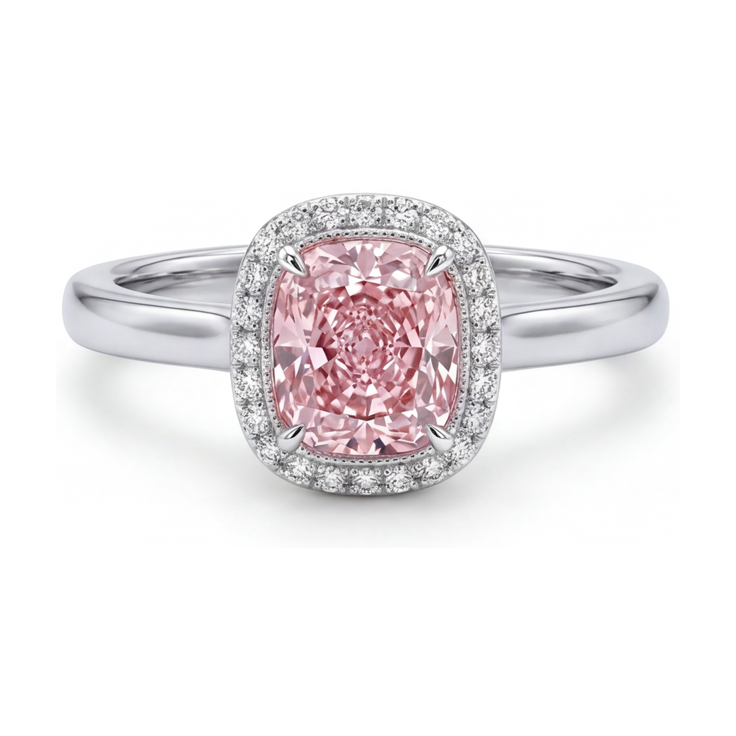 Pink Diamond Engagement Ring 1.21 Carat Cushion