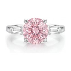 Pink Diamond Engagement Ring 3.1 Carat Round