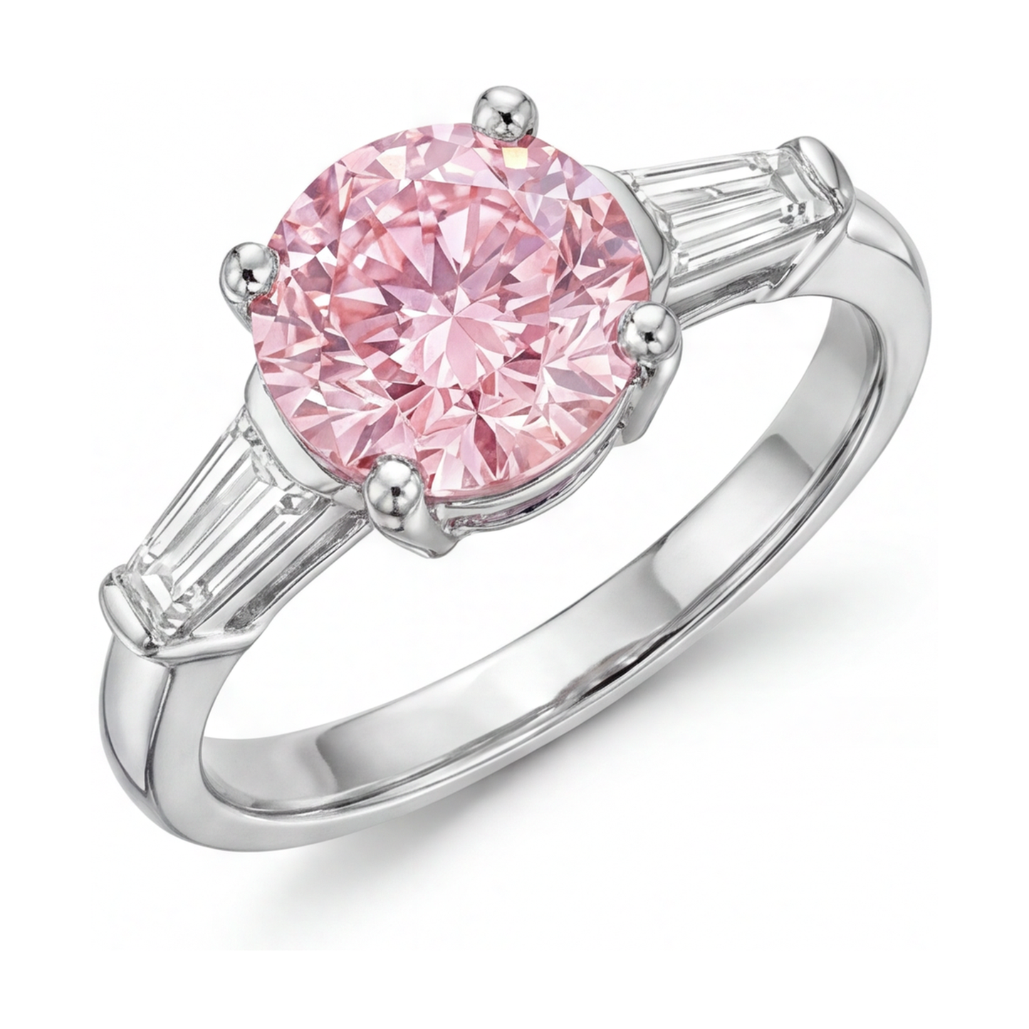 Pink Diamond Engagement Ring 3.1 Carat Round