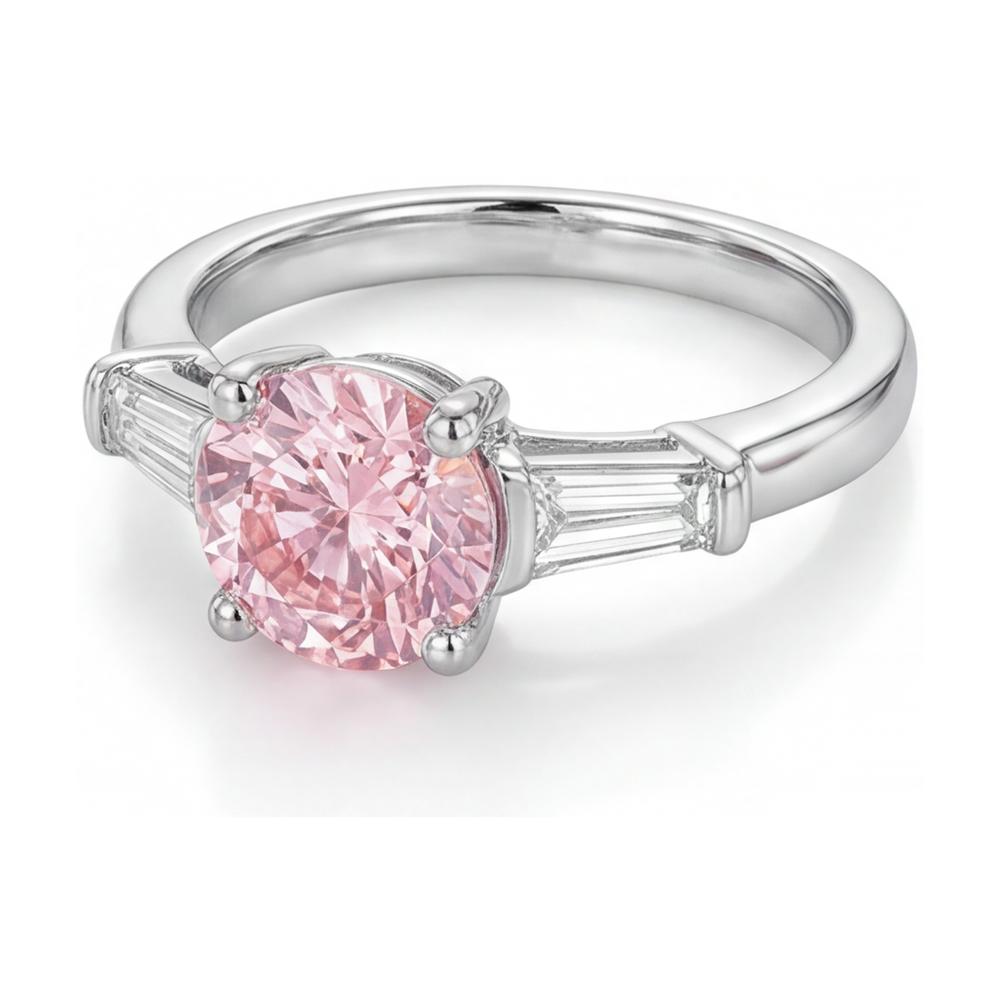 Pink Diamond Engagement Ring 3.1 Carat Round