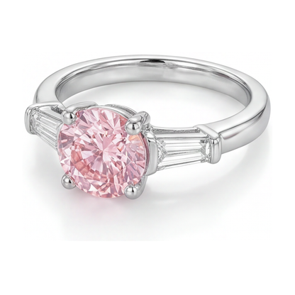 Pink Diamond Engagement Ring 3.1 Carat Round
