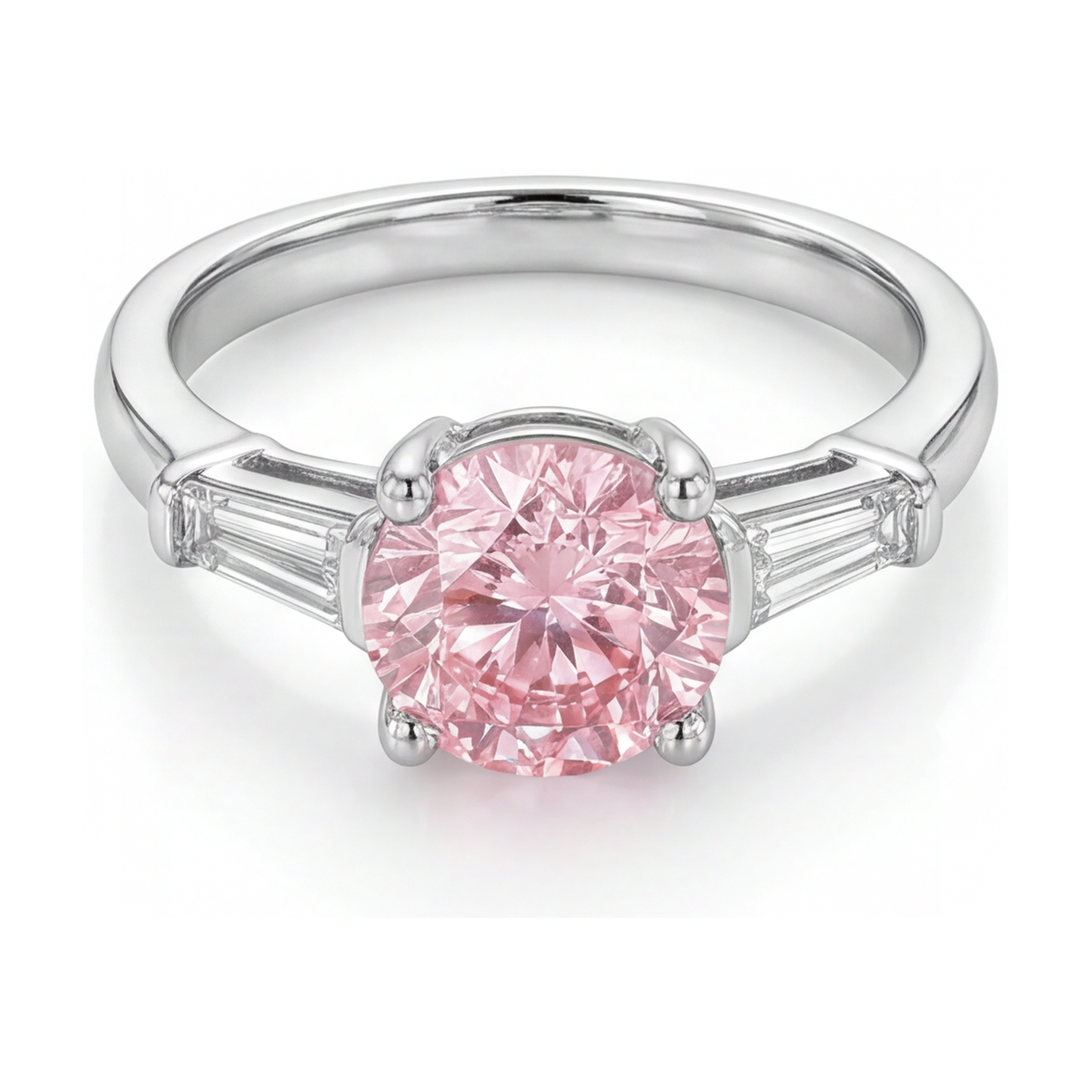 Pink Diamond Engagement Ring 3.1 Carat Round
