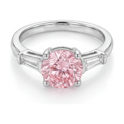 Pink Diamond Engagement Ring 3.1 Carat Round