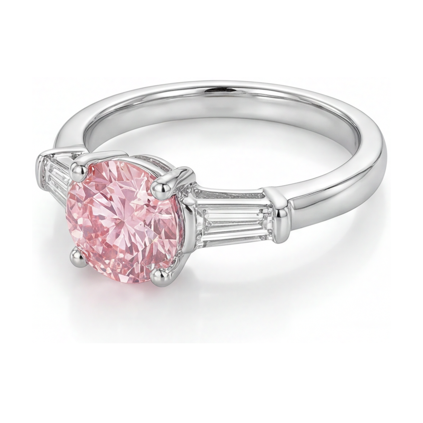 Pink Diamond Engagement Ring 3.1 Carat Round