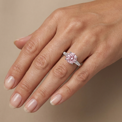 Pink Diamond Engagement Ring 3.1 Carat Round