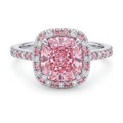 Pink Diamond Engagement Ring 3.2 Carat Cushion