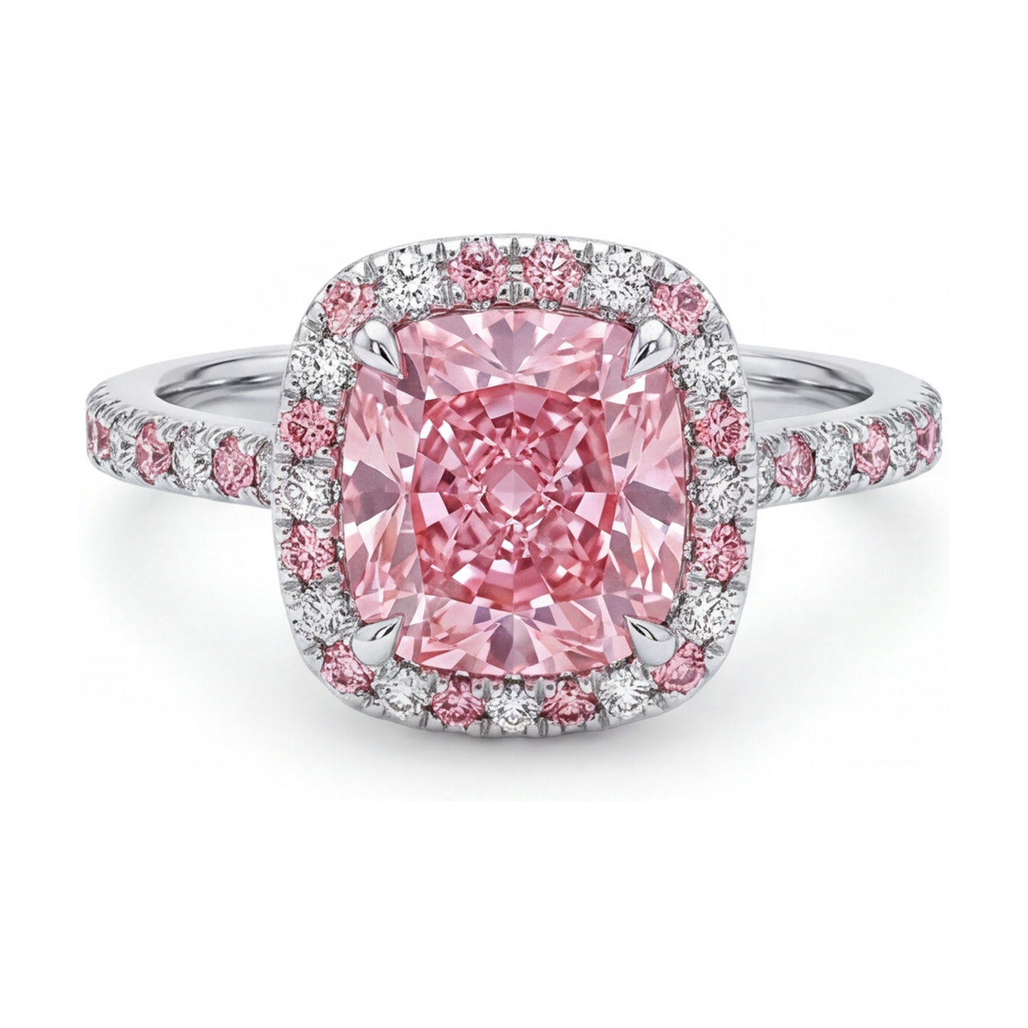 Pink Diamond Engagement Ring 3.2 Carat Cushion