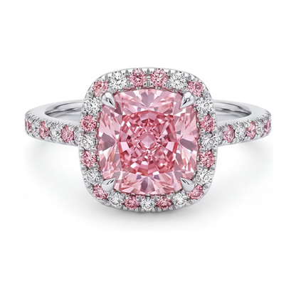 Pink Diamond Engagement Ring 3.2 Carat Cushion