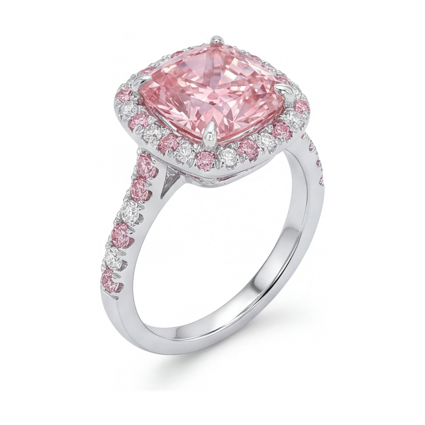 Pink Diamond Engagement Ring 3.2 Carat Cushion