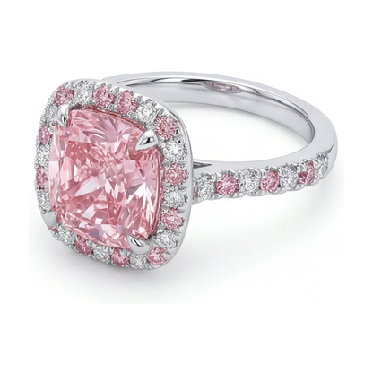 Pink Diamond Engagement Ring 3.2 Carat Cushion
