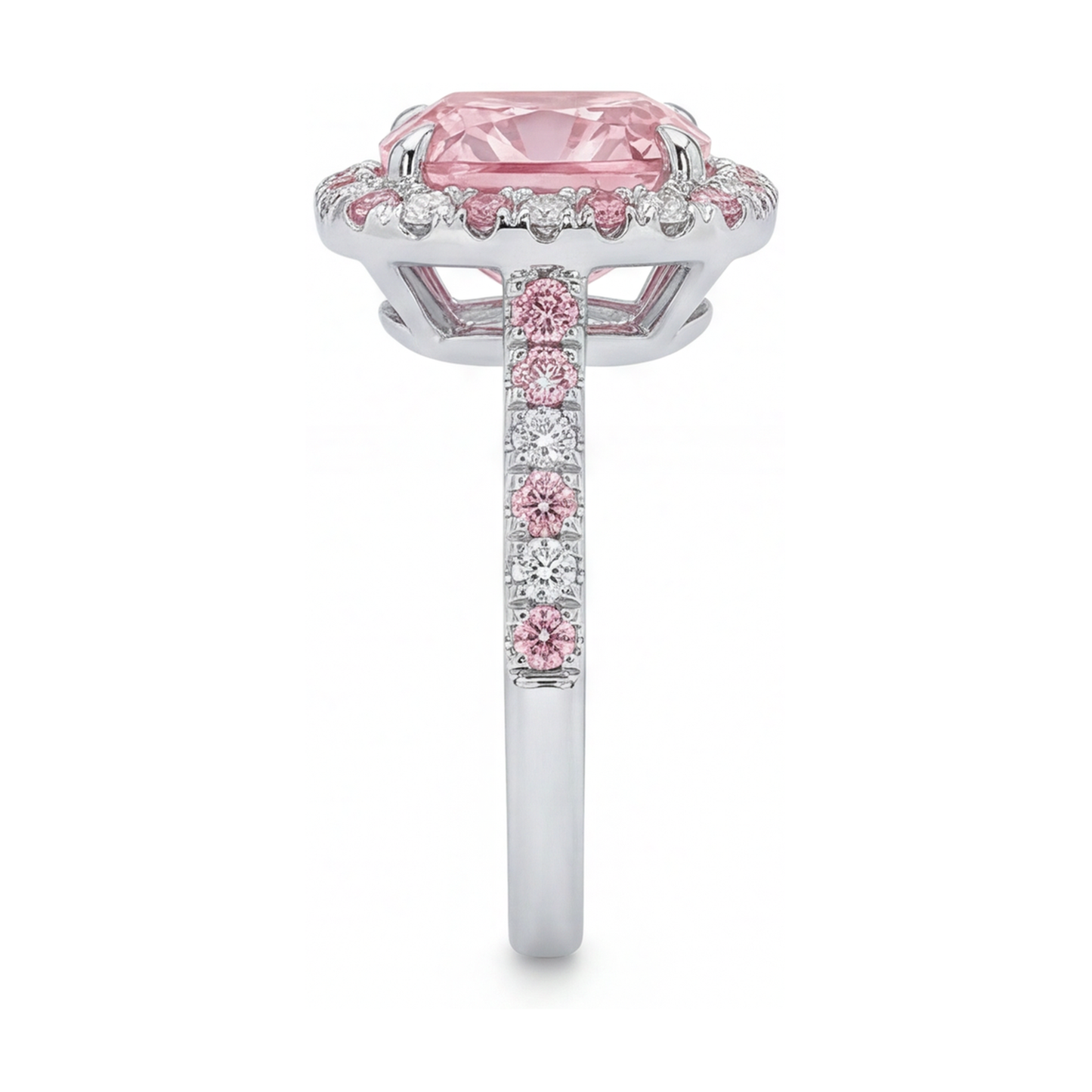 Pink Diamond Engagement Ring 3.2 Carat Cushion
