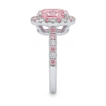 Pink Diamond Engagement Ring 3.2 Carat Cushion