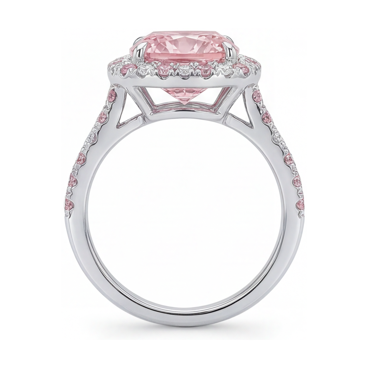Pink Diamond Engagement Ring 3.2 Carat Cushion