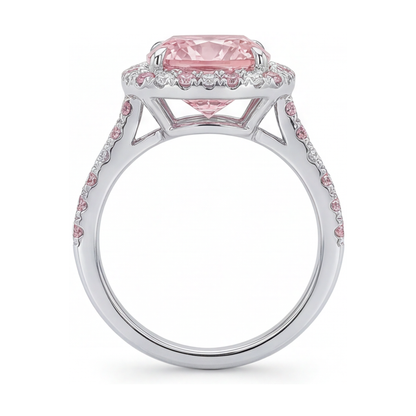 Pink Diamond Engagement Ring 3.2 Carat Cushion