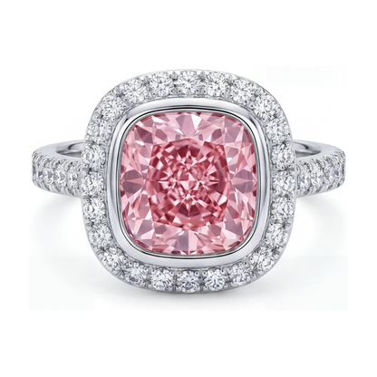 Pink Diamond Engagement Ring 3.35 Carat Cushion