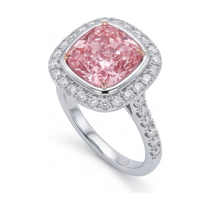 Pink Diamond Engagement Ring 3.35 Carat Cushion