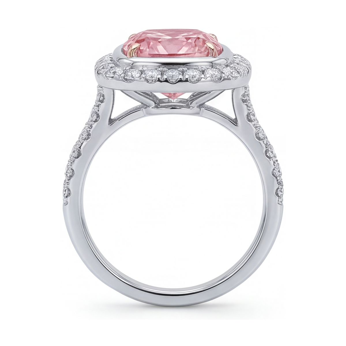 Pink Diamond Engagement Ring 3.35 Carat Cushion