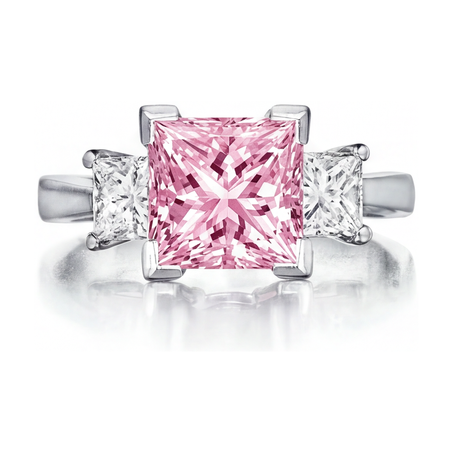 Pink Diamond Engagement Ring 3.9 Carat Princess