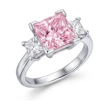 Pink Diamond Engagement Ring 3.9 Carat Princess