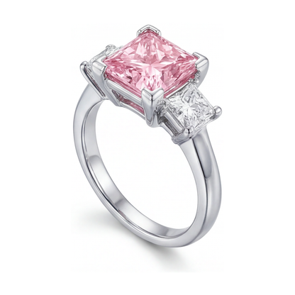 Pink Diamond Engagement Ring 3.9 Carat Princess