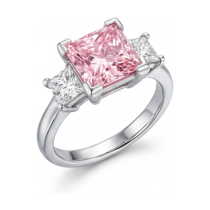 Pink Diamond Engagement Ring 3.9 Carat Princess