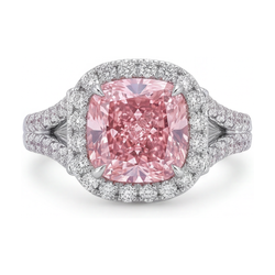 Pink Diamond Engagement Ring 4.1 Carat Cushion