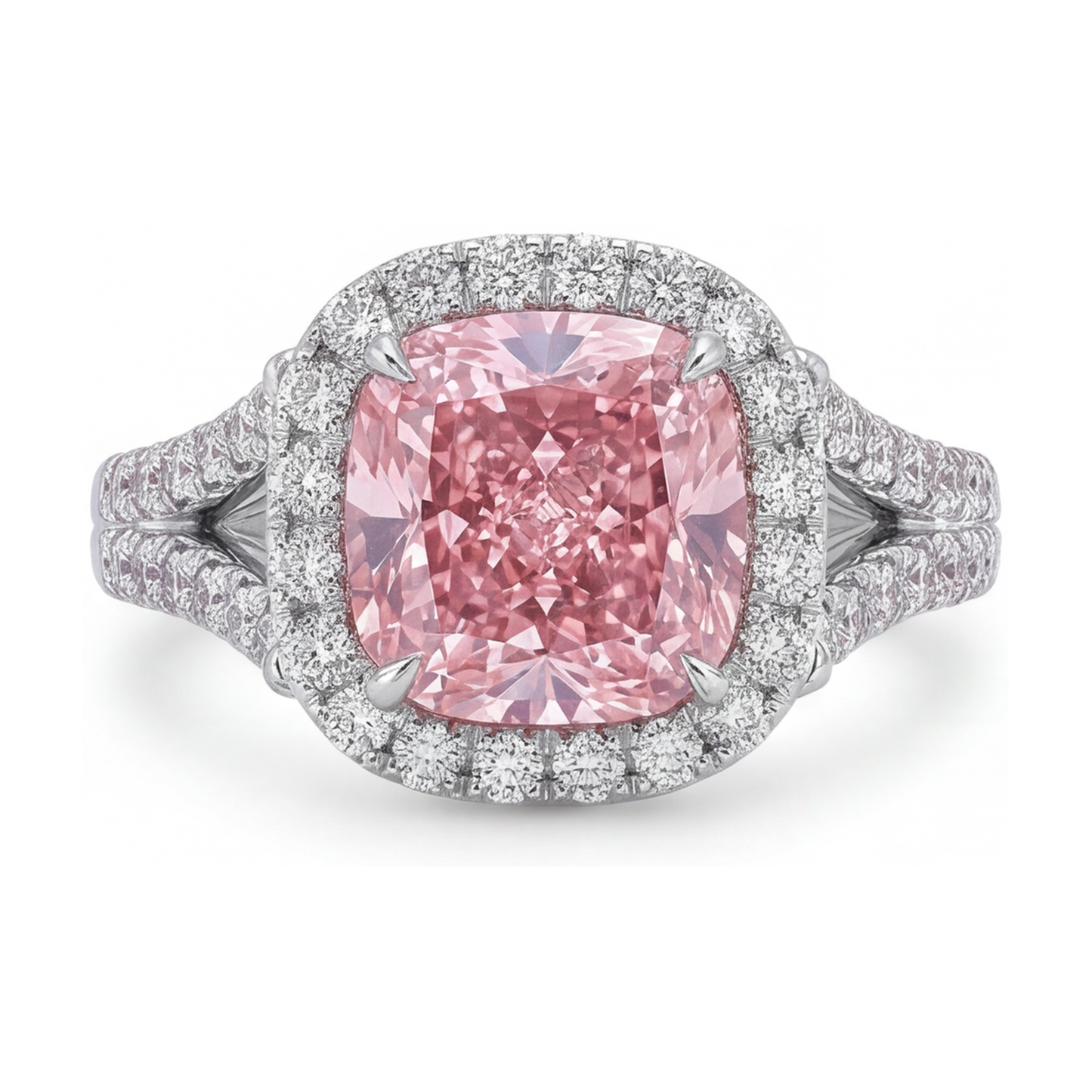 Pink Diamond Engagement Ring 4.1 Carat Cushion