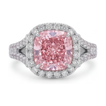 Pink Diamond Engagement Ring 4.1 Carat Cushion