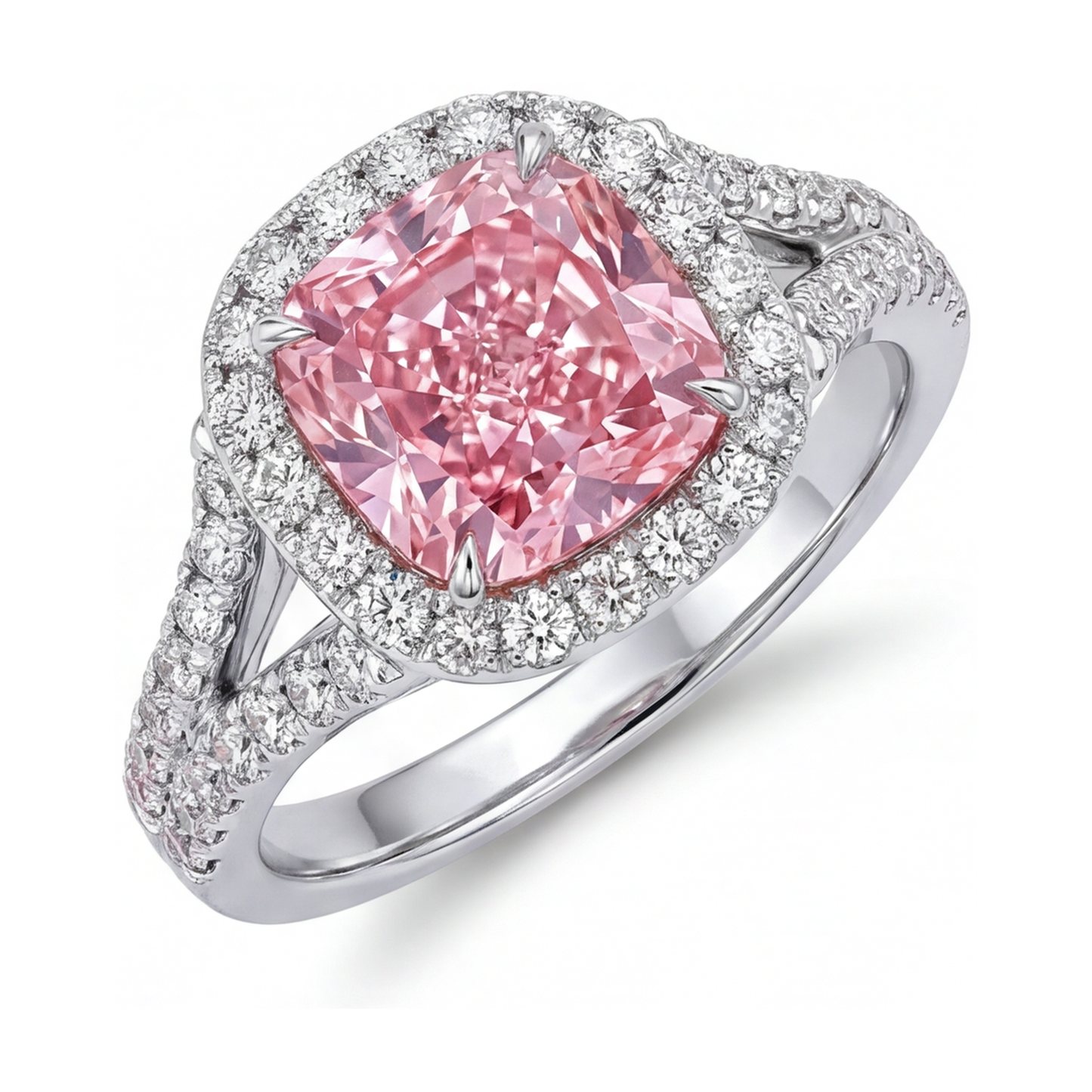 Pink Diamond Engagement Ring 4.1 Carat Cushion