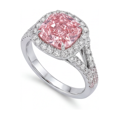 Pink Diamond Engagement Ring 4.1 Carat Cushion