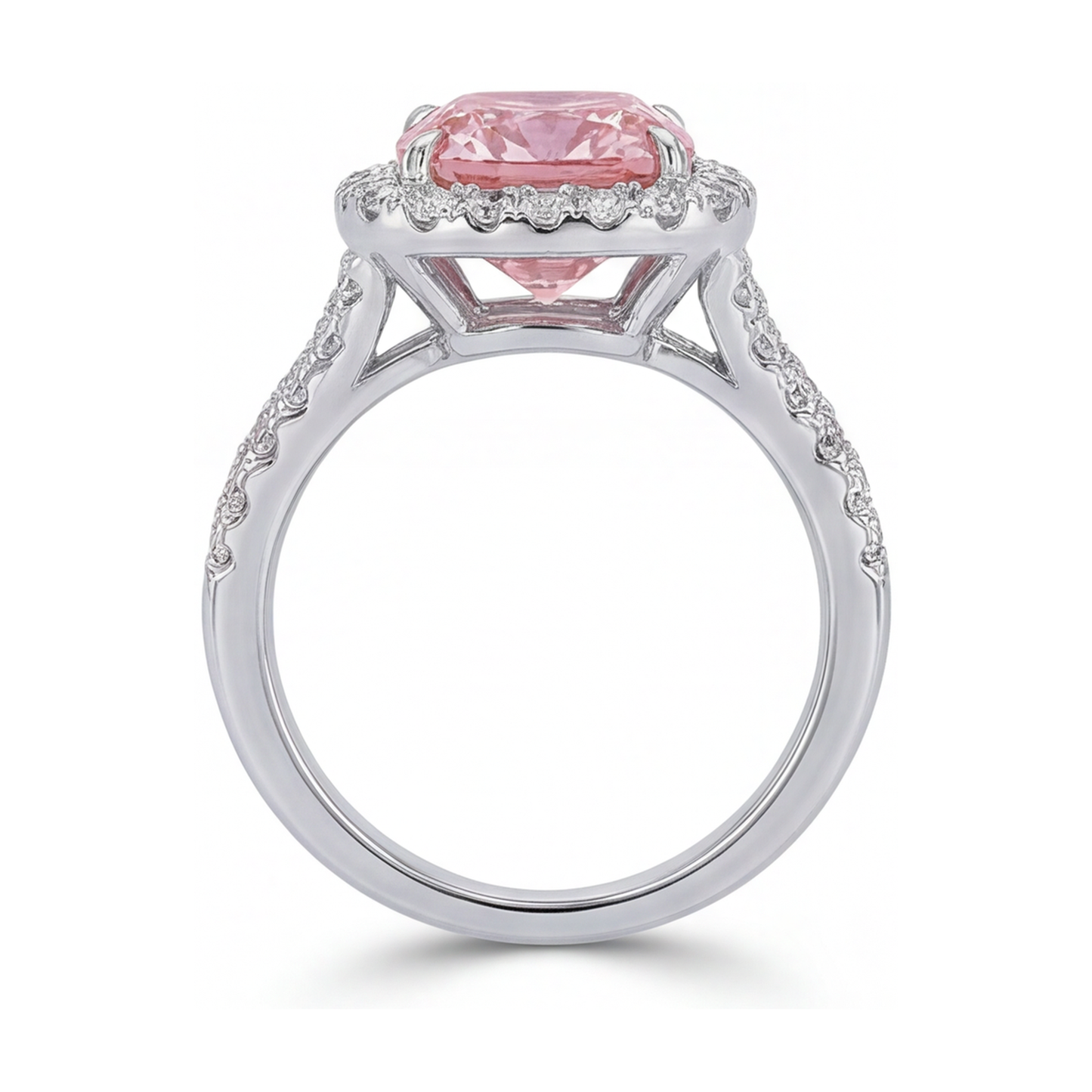 Pink Diamond Engagement Ring 4.1 Carat Cushion