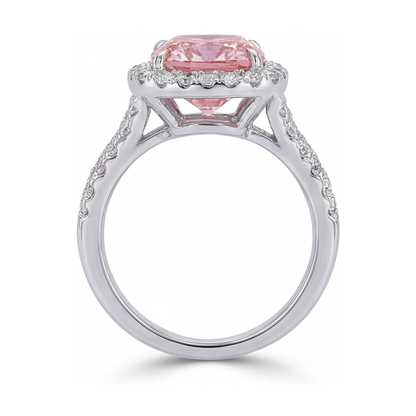 Pink Diamond Engagement Ring 4.1 Carat Cushion