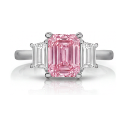 Pink Diamond Engagement Ring 4 Carat Emerald