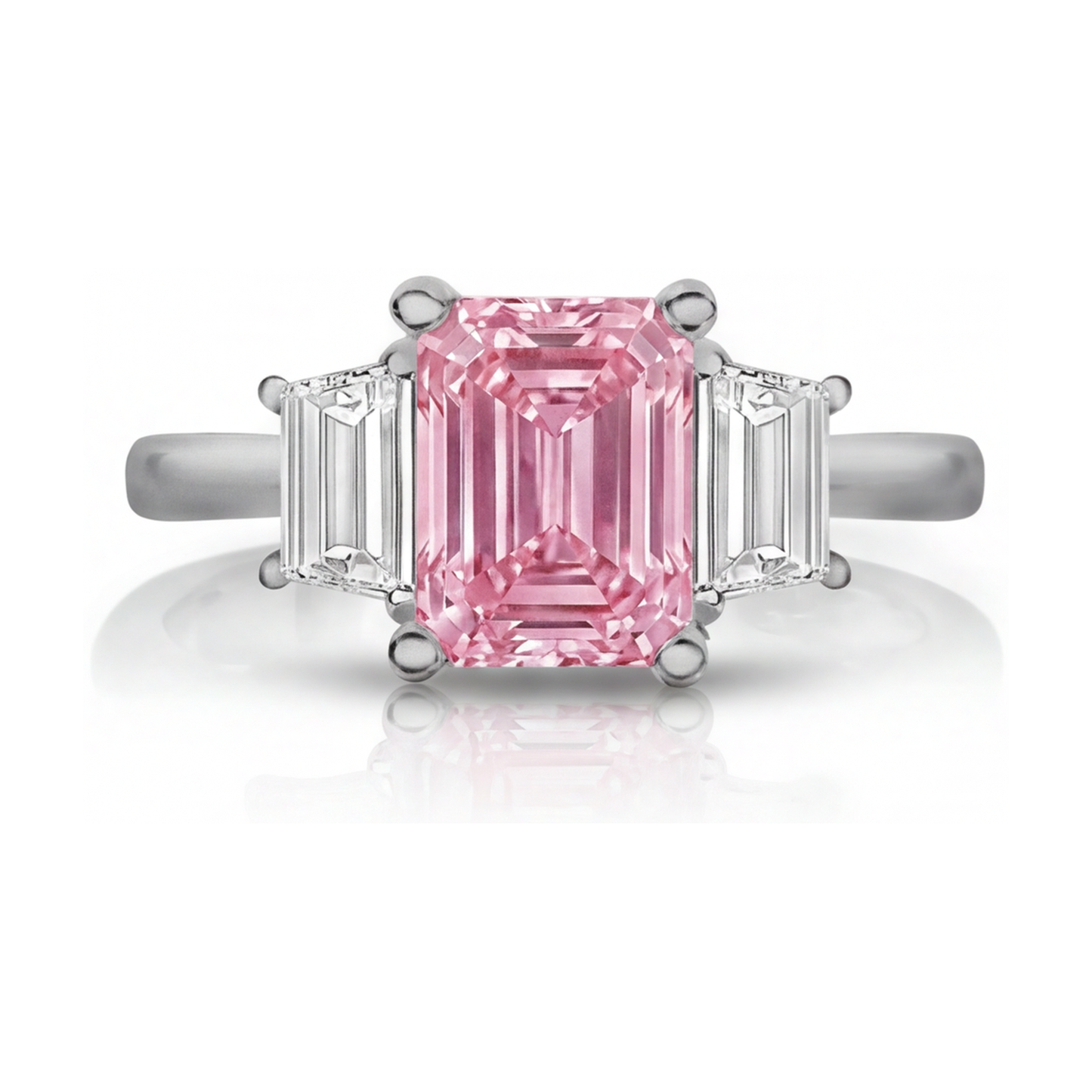Pink Diamond Engagement Ring 4 Carat Emerald