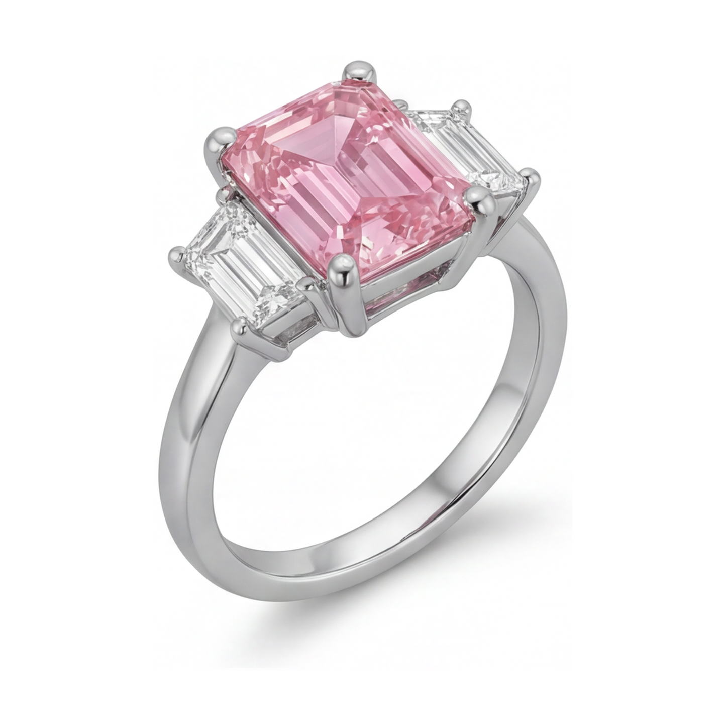 Pink Diamond Engagement Ring 4 Carat Emerald