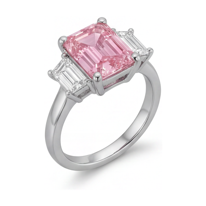 Pink Diamond Engagement Ring 4 Carat Emerald