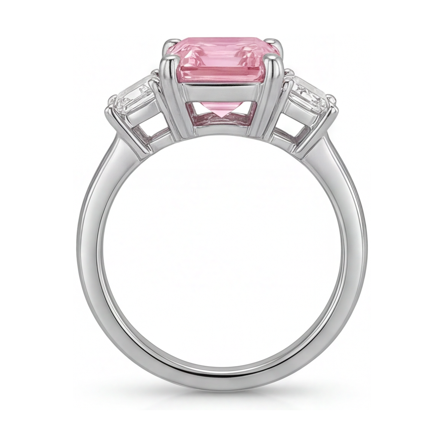 Pink Diamond Engagement Ring 4 Carat Emerald