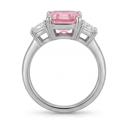 Pink Diamond Engagement Ring 4 Carat Emerald