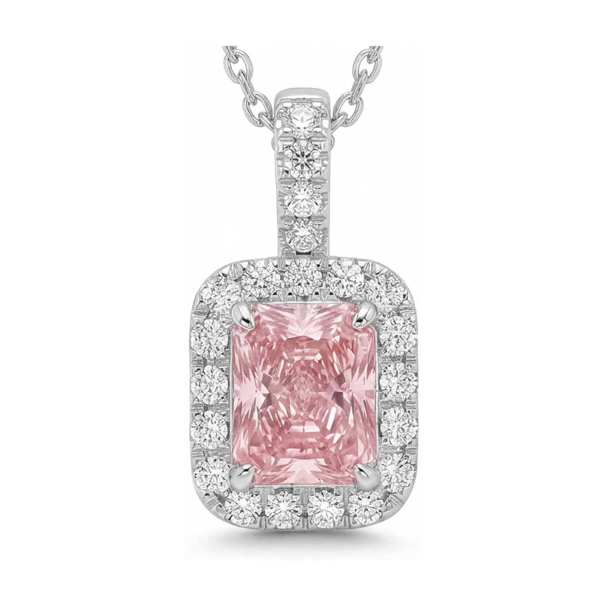 Pink Diamond Necklace 1.22 Carat Radiant