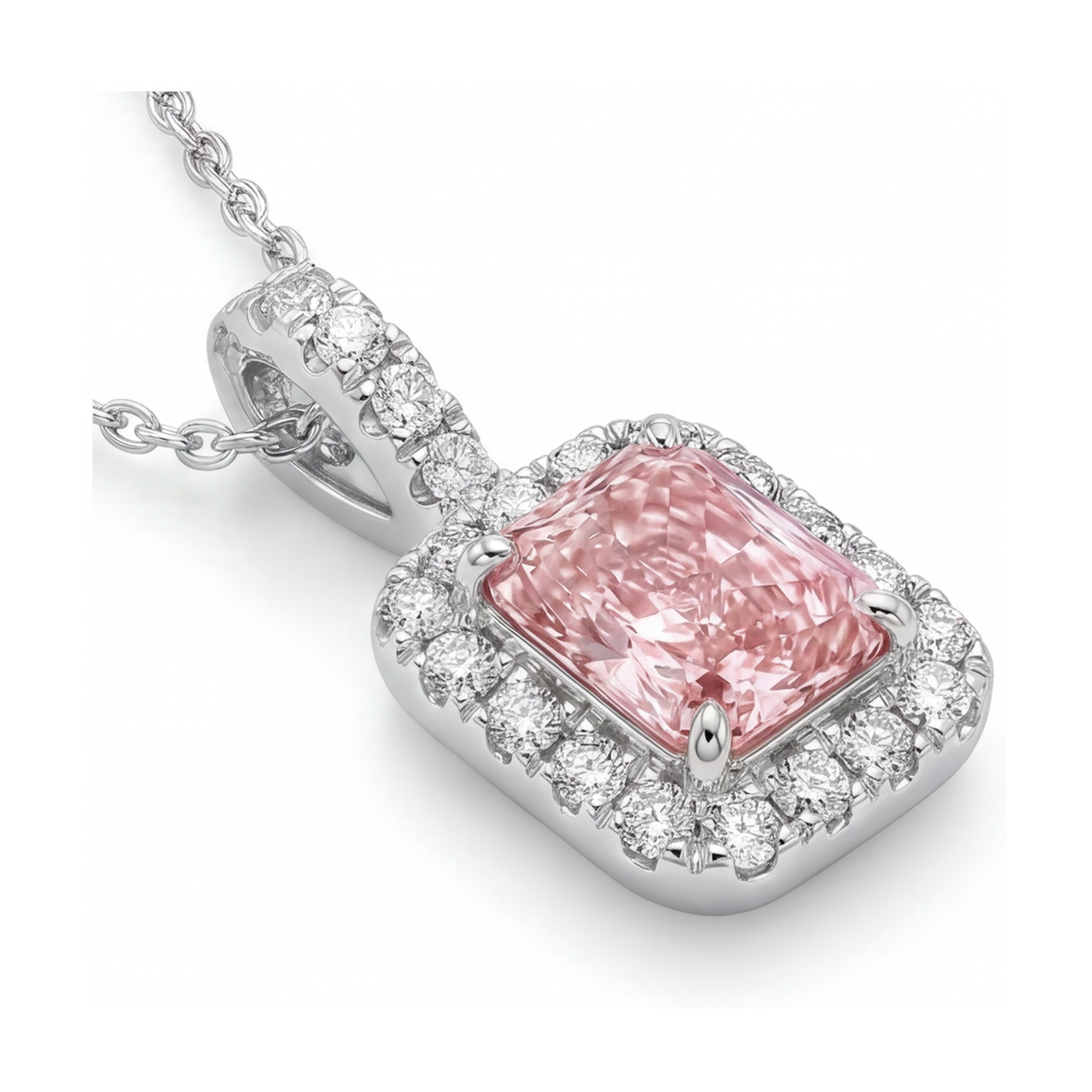 Pink Diamond Necklace 1.22 Carat Radiant