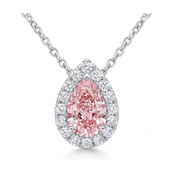 Pink Diamond Necklace 1.9 Carat Pear